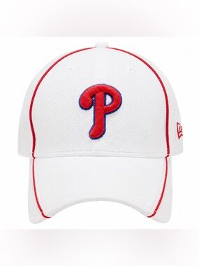 New Era 39thirty White Philadelphia Phillies Piped Red Blue Logo Cap MLB